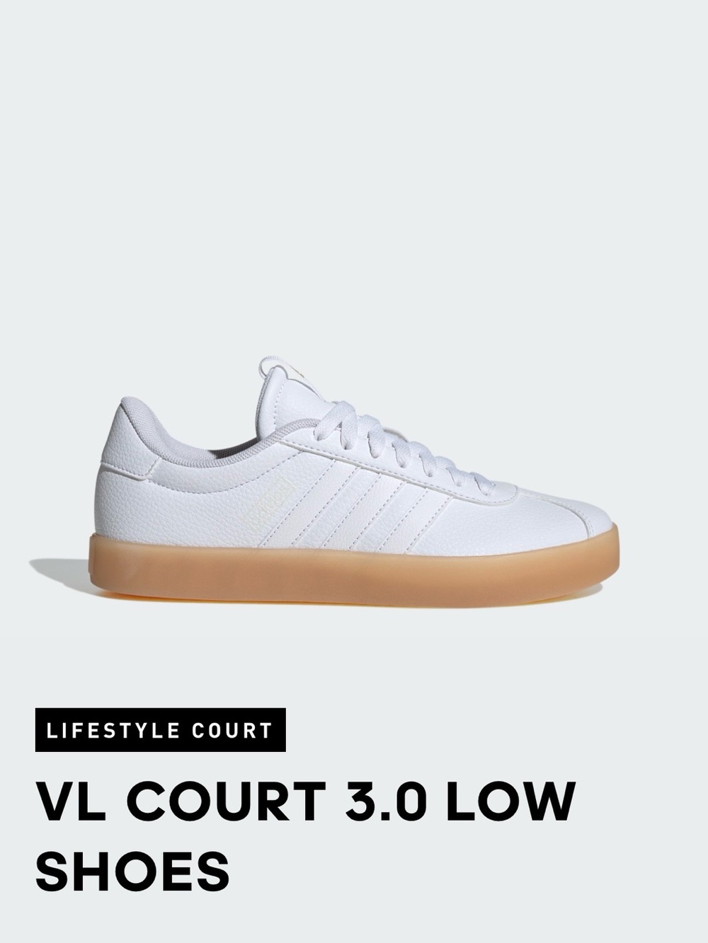 Women’s Adidas VL court 3.0 low white on white sneakers shoes.  Size 8.5